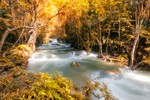 Preview: Beautiful autumn waterfall in tropical rainforest