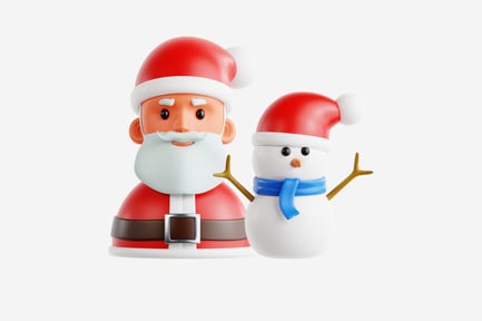 Preview: 3D Santa Claus with Snowman Winter Illustration