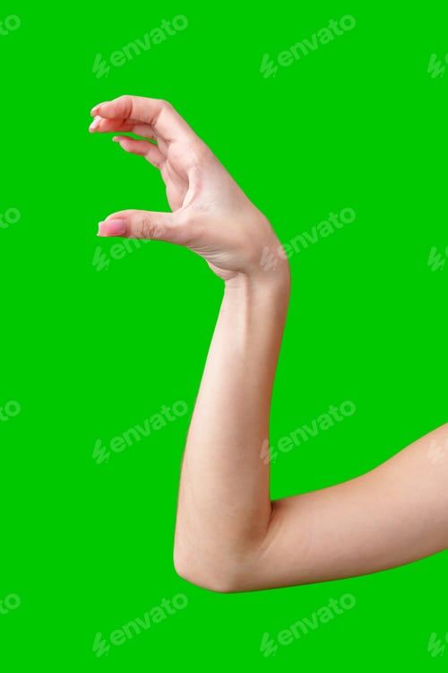 Preview: Female Hand Making Gesture Against Green Screen