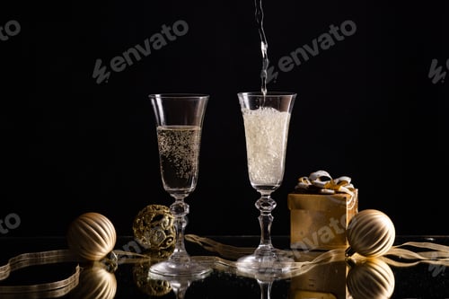 Preview: two champagne glasses New Year background