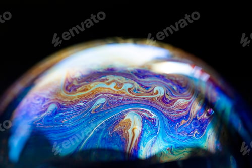 Preview: Abstract pattern, texture inside of the soap bubble, macro photography.