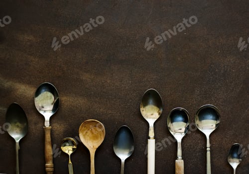 Preview: Different kind of spoon isolated on background