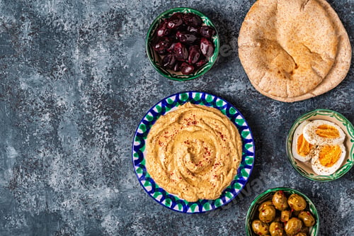 Preview: Hummus - traditional dish of Israeli and Middle Eastern cuisine.