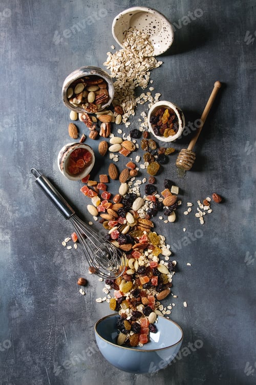 Preview: Nuts and Dried Fruit Spill onto a Table