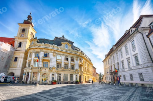 Preview: Amazing View of of Piata mare central square in the center of Sibiu city.