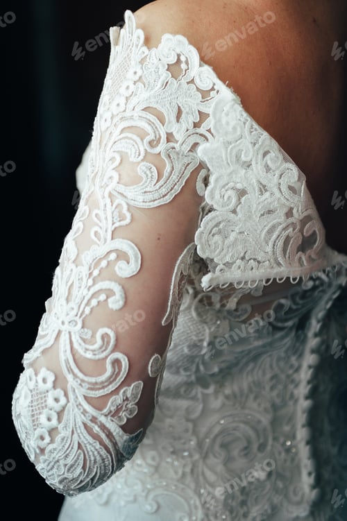 Preview: Lace Wedding Dress Details Close-Up Shot