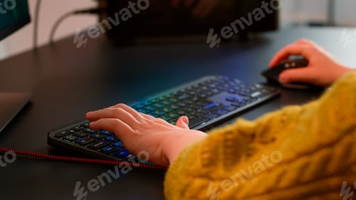 Preview: Close-up on woman hands gamer playing video game