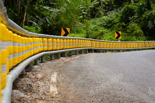 Preview: Roller Barrier installed in curves on the road for safety.