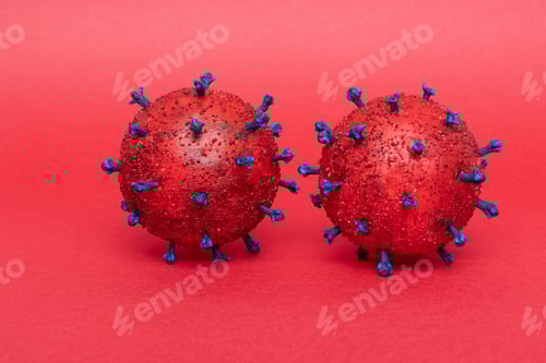 Preview: Coronavirus Cell Models on a Red Background