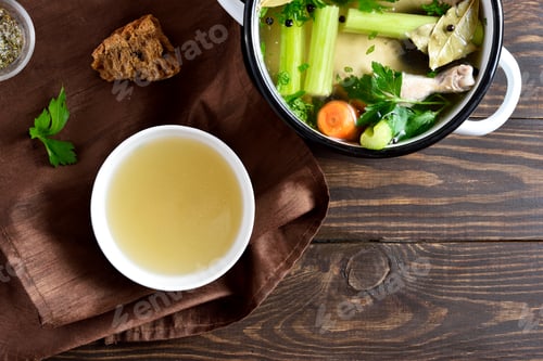 Preview: Chicken broth with vegetables and spices