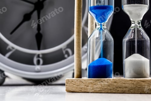 Preview: table clock with sand closeup