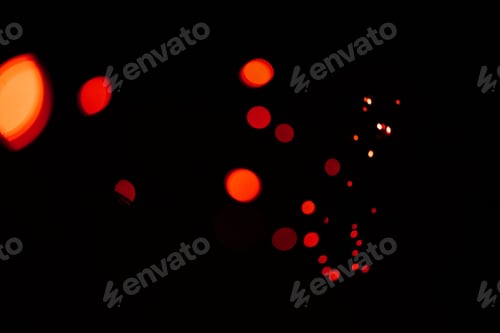 Preview: Bokeh, red lights and dark wallpaper with pattern, texture and mockup with cosmic dots aesthetic. N