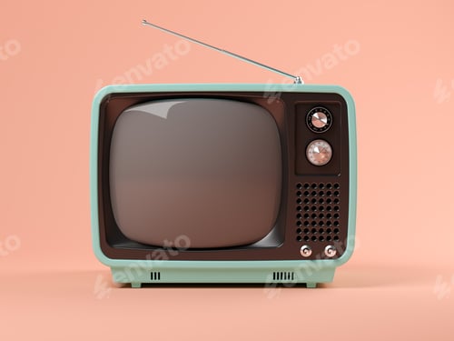 Preview: Blue tv on pink background 3D illustration