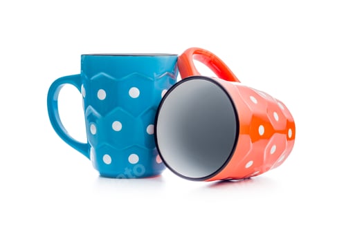 Preview: The polka dot mugs isolated on white background.