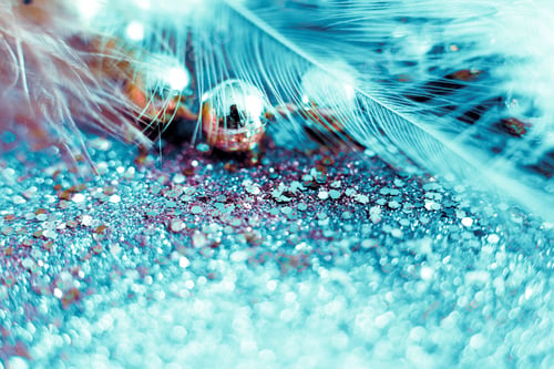 Preview: macro shot of feather and glitter