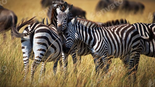 Preview: Group of zebras in a safari in Masai Mara, Kenya