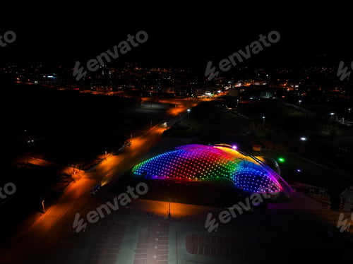 Preview: Aerial view night shot with drone of Tropical Butterfly Garden. Konya - Turkey