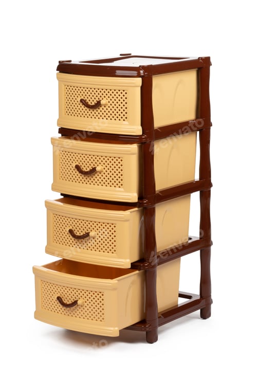 Preview: Plastic chest of drawers brown isolated on white background