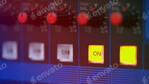 Preview: close-up audio mixing console, Selective focus. mixing and mastering tone control.