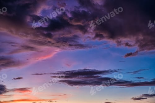 Preview: Beautiful evening sky with clouds, sunset.