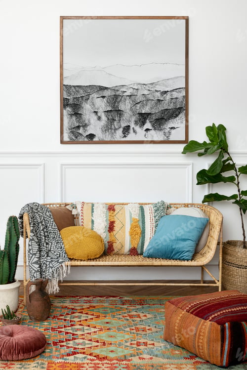 Preview: Picture frame hanging on the wall bohemian interior design