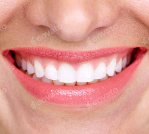 Preview: closeup of smile with white healthy teeth