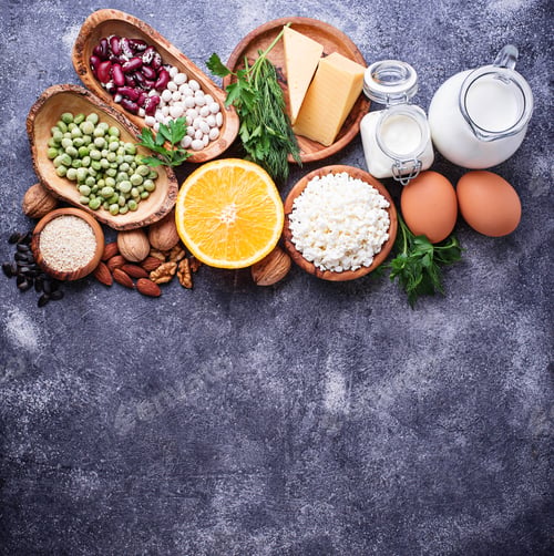 Preview: Set of food that is rich in calcium.