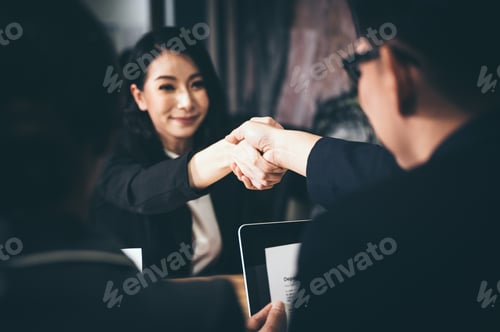 Preview: Successful job interview with boss and employee handshaking