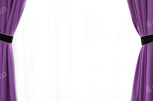 Preview: Transparent tulle with purple curtains