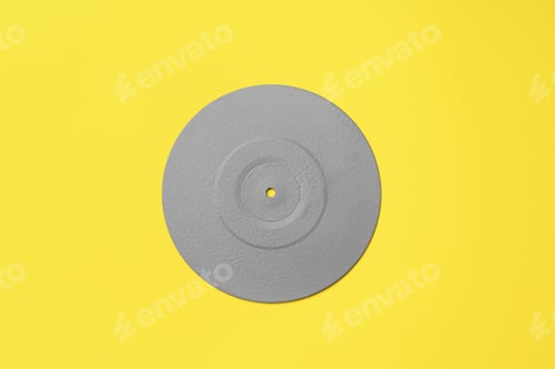 Preview: CD disc painted in gray on yellow background