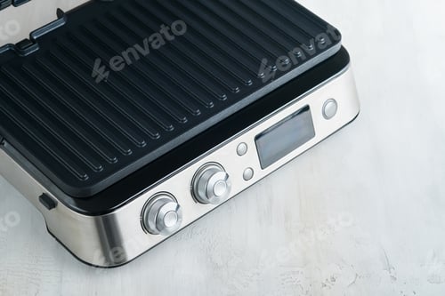 Preview: Electric grill. Modern kitchen portable grill tool for modern kitchen for grilling meat, vegetables