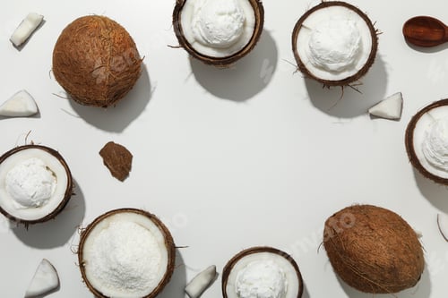 Preview: Summer dessert - ice cream, ice cream with coconut