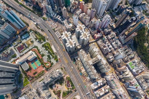 Preview: Shau Kei Wan, Hong Kong 19 March 2019: Top view of Hong Kong city