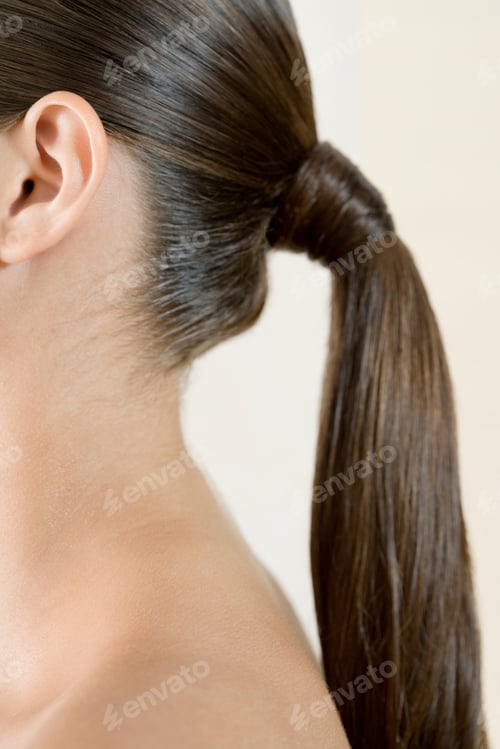 Preview: Neat Ponytail Hairstyle Close Up View