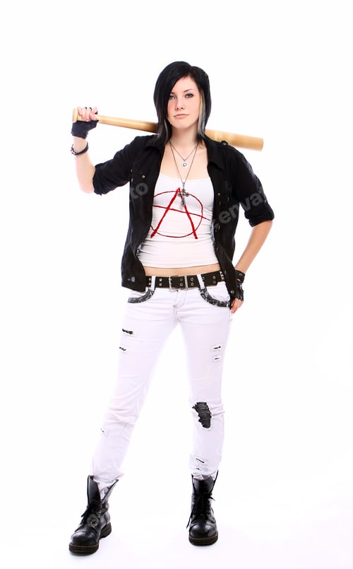 Preview: Young punk girl with baseball bat