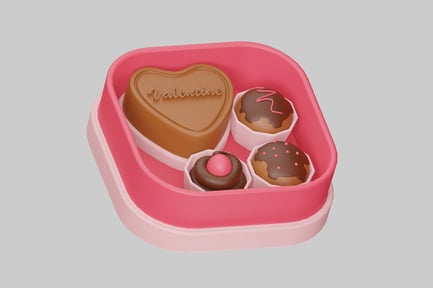 Preview: Pink box with four chocolates