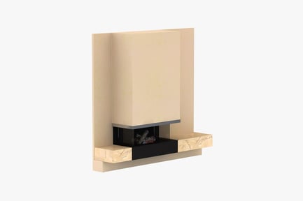Preview: Modern fireplace with stone shelf and wood storage