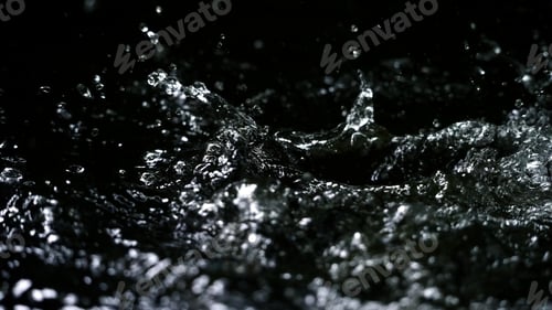 Splashing Water on a Black Background, Close Up