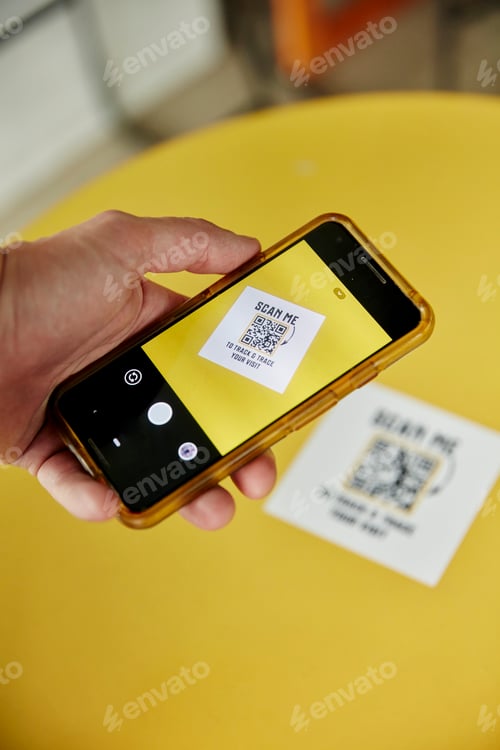 Preview: Photograph of a Track and Trace QR code