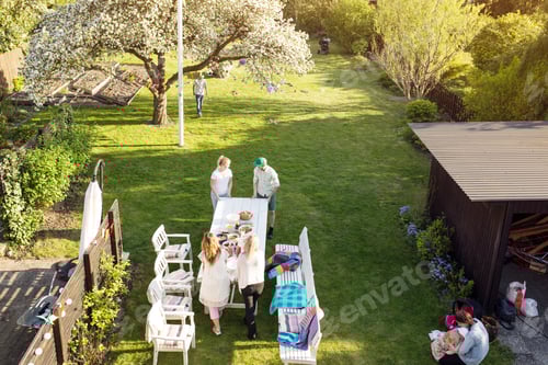 Preview: Garden party seen from above