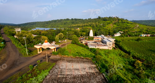 Preview: Aerial view of old Hindu temple, India.