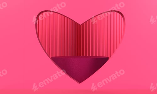 Preview: Pink red orange color background wallpaper love heart podium stage showcase stand product presentati