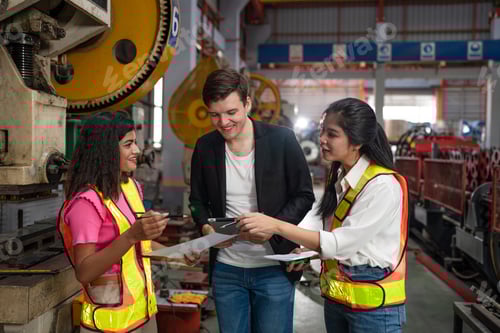 Preview: Chief Engineer and Project Manager Talking and planning optimization of production.