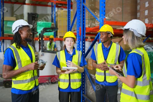 Preview: Warehouse female worker checking up stuff in a warehouse.