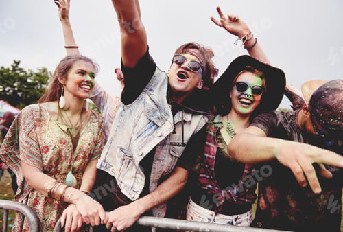 Preview: Group of friends dancing in front of stage