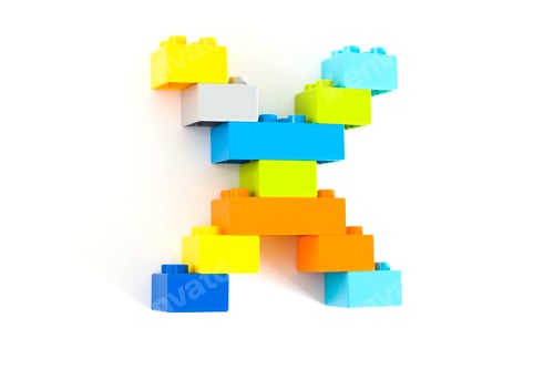 Preview: Colorful toy brick letter X