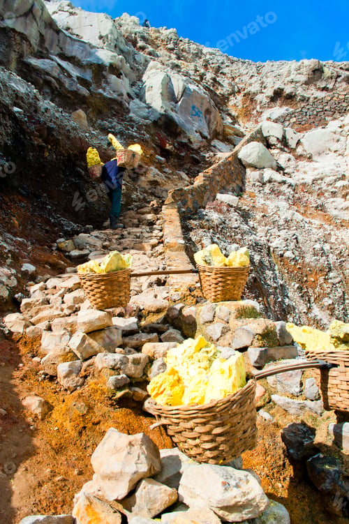 Preview: Sulphur Worker at Kawah Ijen, Java, Indonesia, Asia