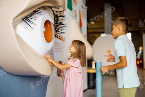 Preview: Kids look on a big eye model