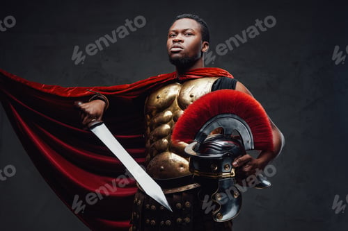 Preview: Roman soldier with red cloak and golden armor