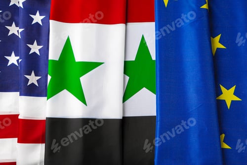 Preview: Flags of USA, Syria and EU together